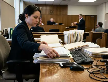 Courtroom interior, judicial environment